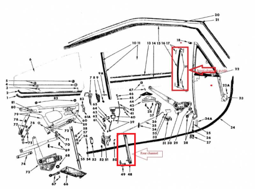 Dante's Mopar Parts - Mopar Rear Channel Seals -1966-1970 B-body - Image 1