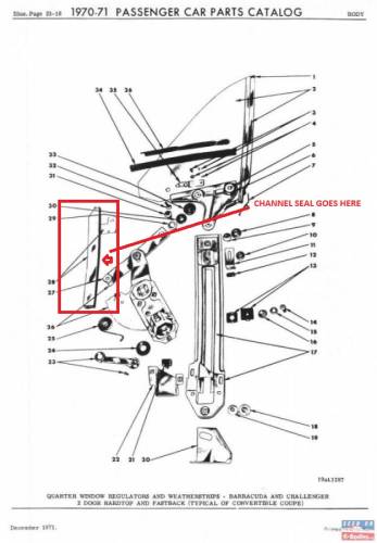 Dante's Mopar Parts - Mopar Quarter Glass Rear Channel Seals -1970-1974 E-body - Image 1